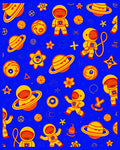 Cosmic Astronaut Yellow Orange Space Rug