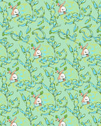 Whimsical Green Abstract Floral Creatures Rug