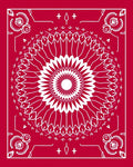 Crimson Medallion Rose Floral Border Rug