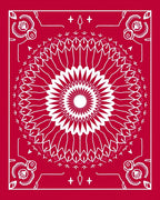 Crimson Medallion Rose Floral Border Rug