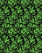 Neon Green Abstract Floral Swirl Rug