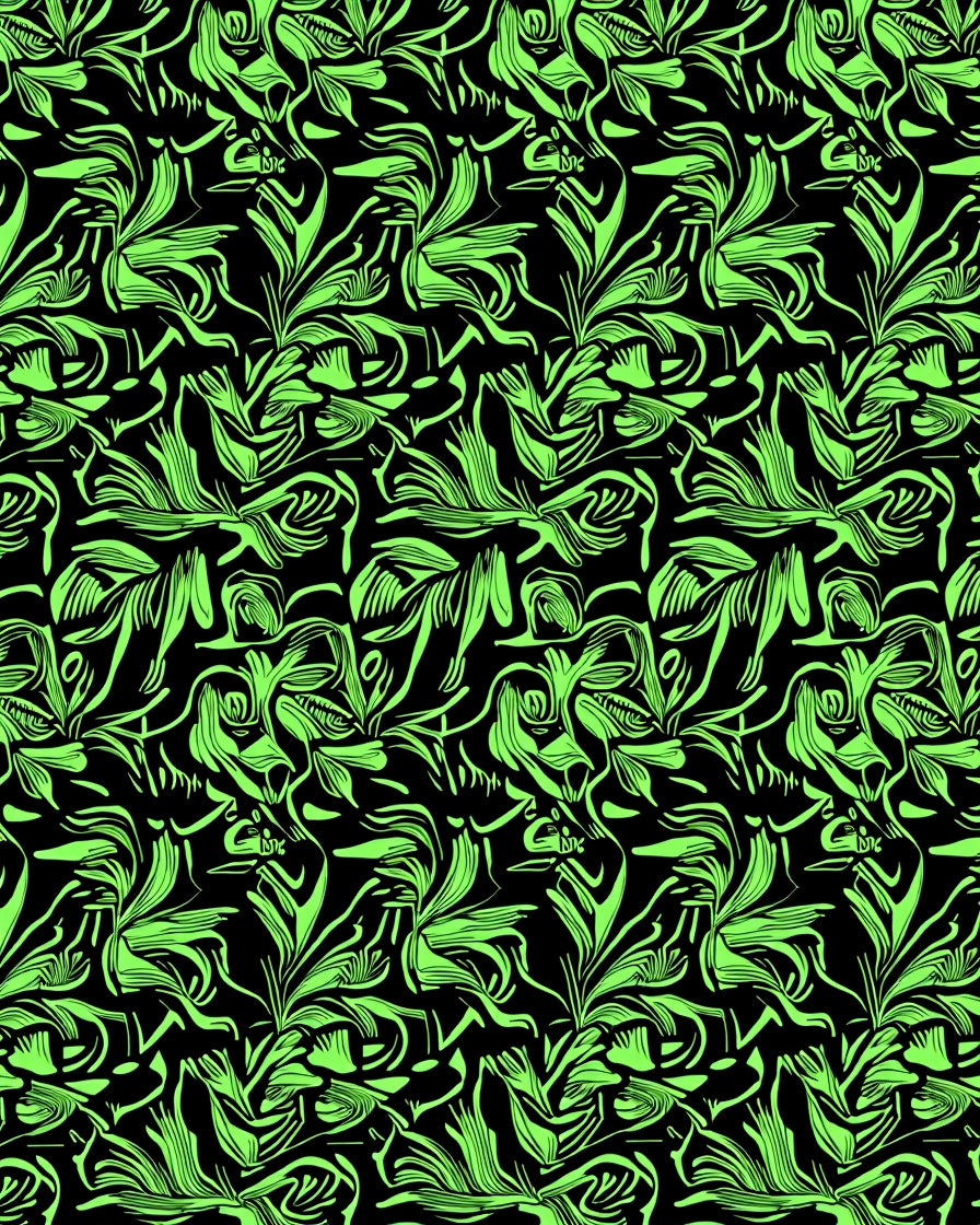 Neon Green Abstract Floral Swirl Rug