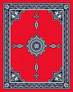 Red Starburst Medallion Indigo Border Rug