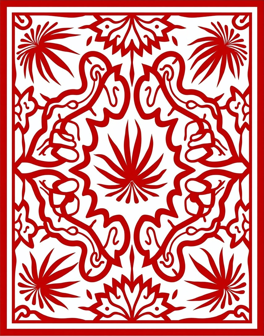 Crimson Floral Medallion Arrangement Rug
