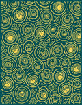Yellow Faces Spiral Teal Rug