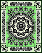 Lime Green Black Central Star Medallion Rug