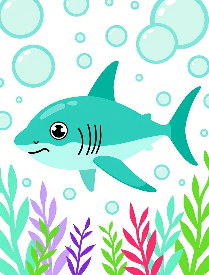 Aqua Shark Bubbles Underwater Plant Rug