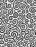 Black Swirling Lines Abstract Art Rug