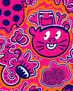 Funky Pink Cartoon Creature Carnivall Rug