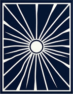 Deep Blue Sunburst Rays Rug