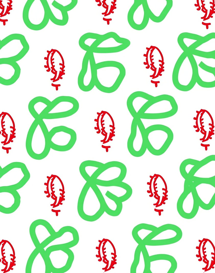 Playful Green Red Abstract Swirls Rug