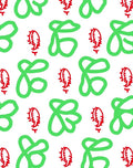 Playful Green Red Abstract Swirls Rug