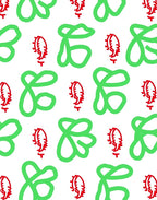 Playful Green Red Abstract Swirls Rug