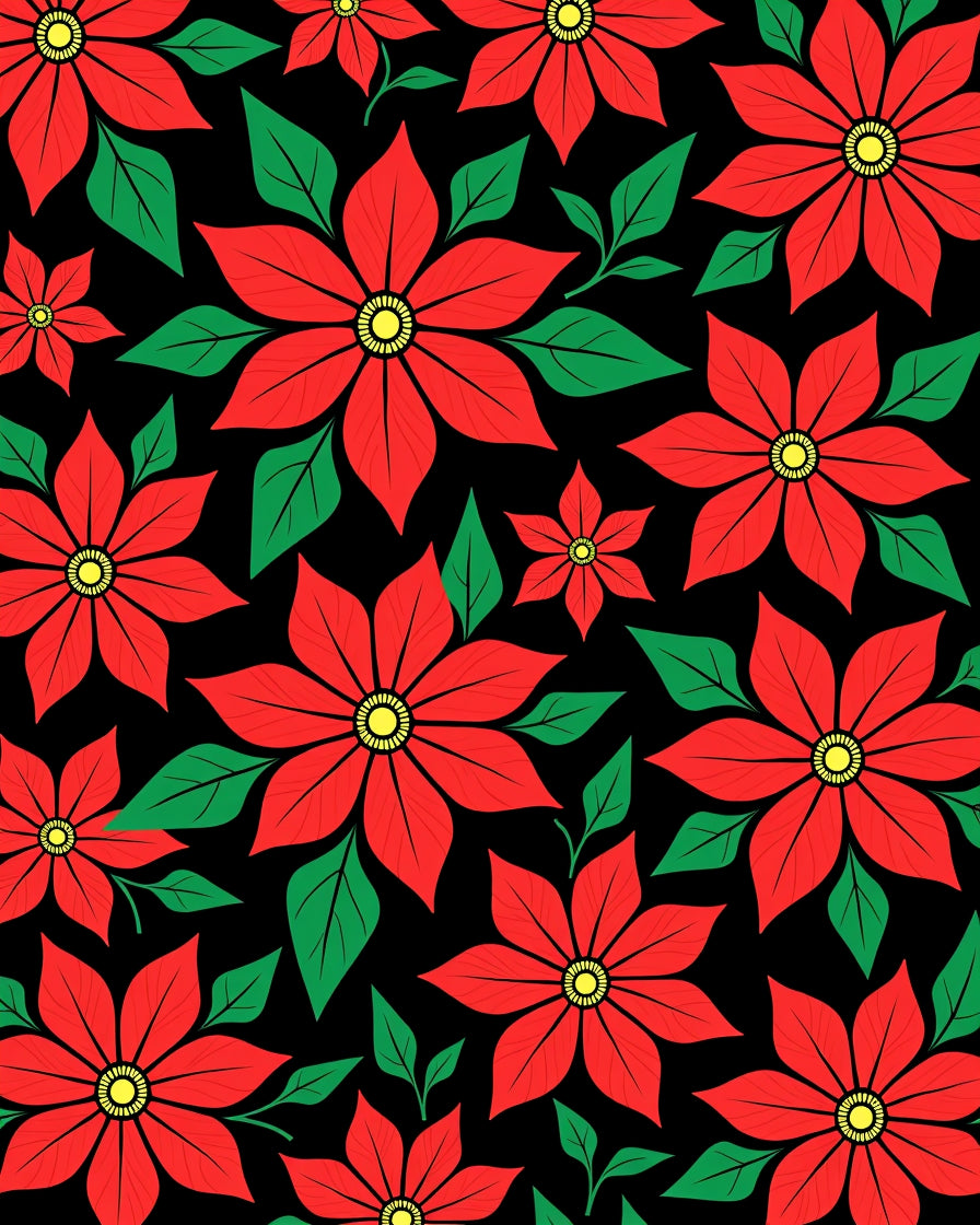 Bold Red Poinsettia Floral Background Rug