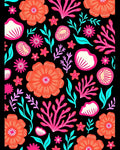 Coral Pink Tropical Flower Bouquet Rug