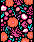 Coral Pink Tropical Flower Bouquet Rug