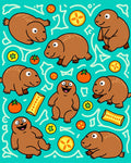 Charming Groundhog Blue Whimsical Scatter Rug