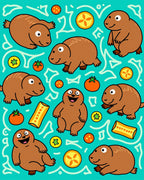 Charming Groundhog Blue Whimsical Scatter Rug