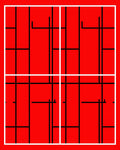 Bold Red Geometric Grid Rug