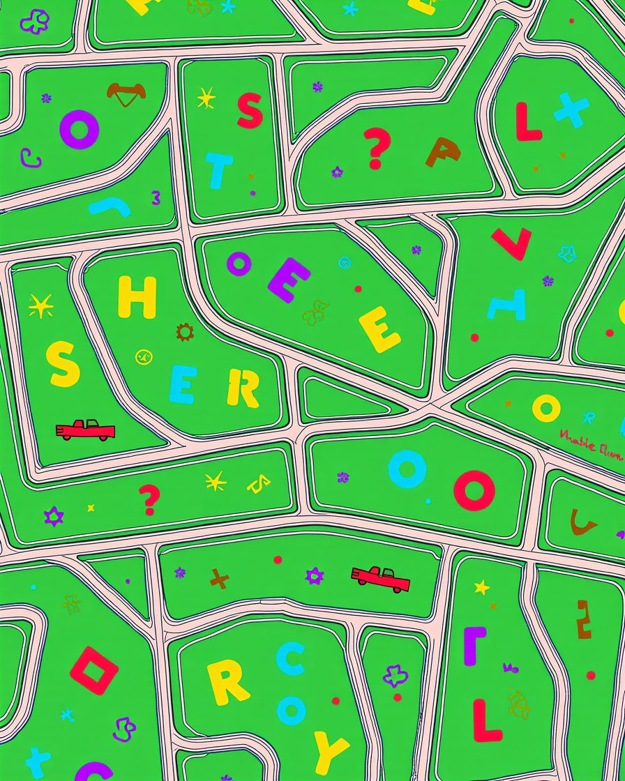 Whimsical Letter Playground Green Layout Rug