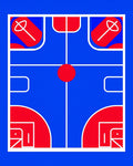 Bold Blue Red Court Lines Rug
