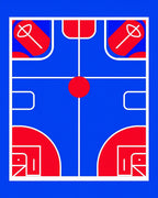 Bold Blue Red Court Lines Rug