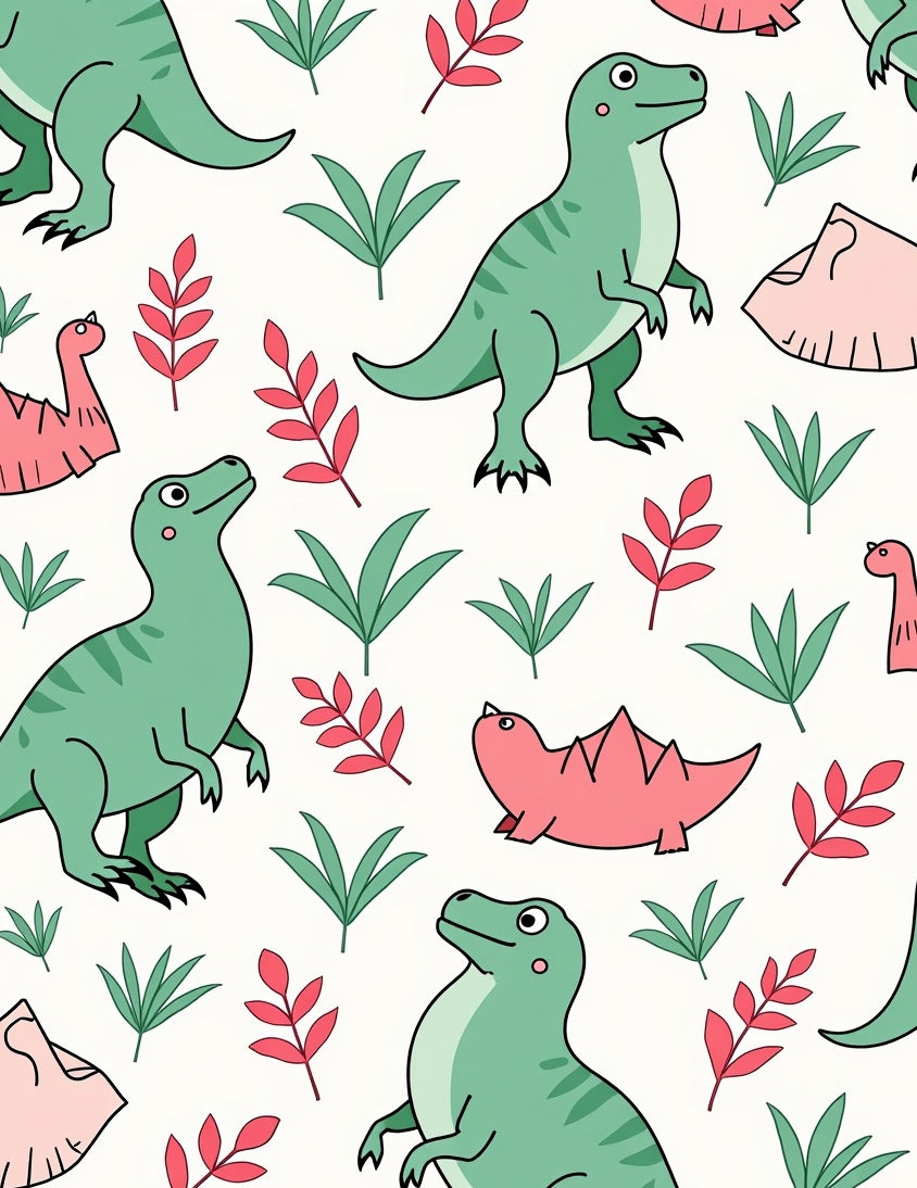 Pastel Dinosaur Jungle Playful Theme Rug