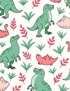 Pastel Dinosaur Jungle Playful Theme Rug