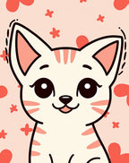Cute Pink Kitty Floral Area Rug