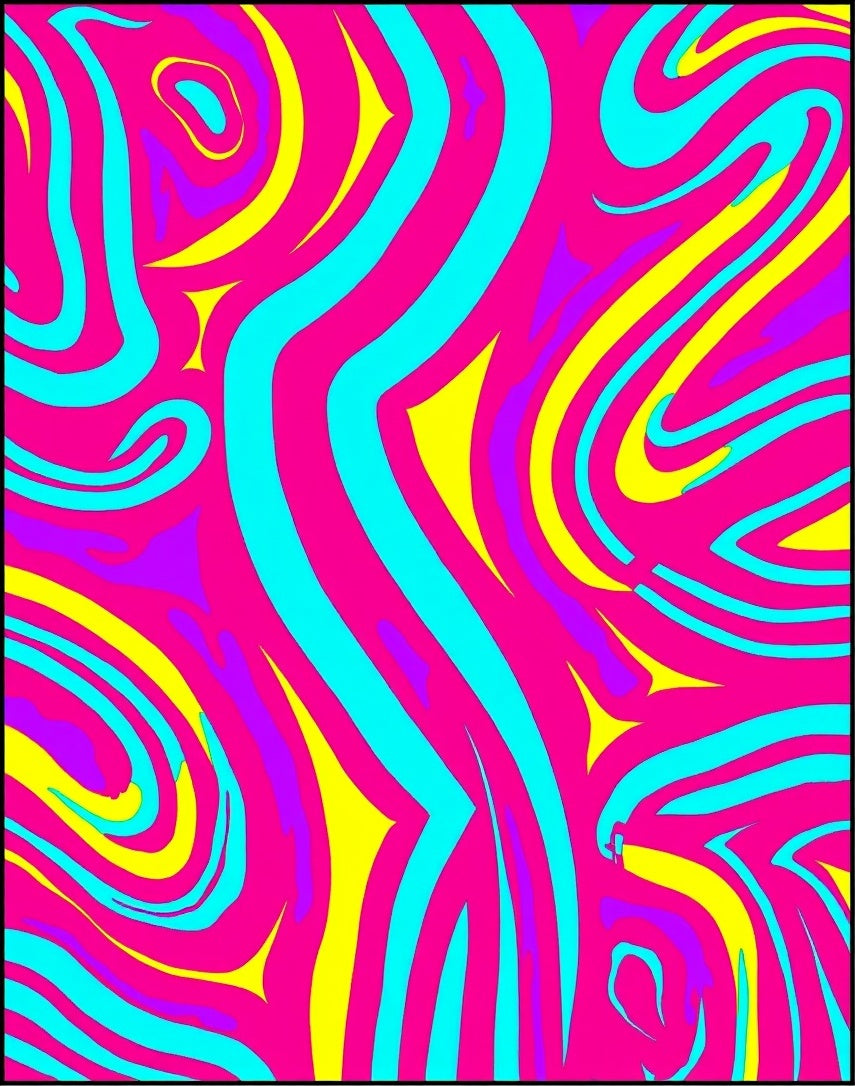 Pink Teal Yellow Swirl Abstract Organic Rug
