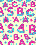 Pink Blue Alphabet Stars Medley Rug