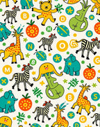 Cartoon Animals Alphabet Playful Multicolor Rug