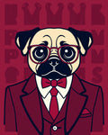 Dapper Pug In A Burgundy Suit Rug