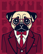 Dapper Pug In A Burgundy Suit Rug