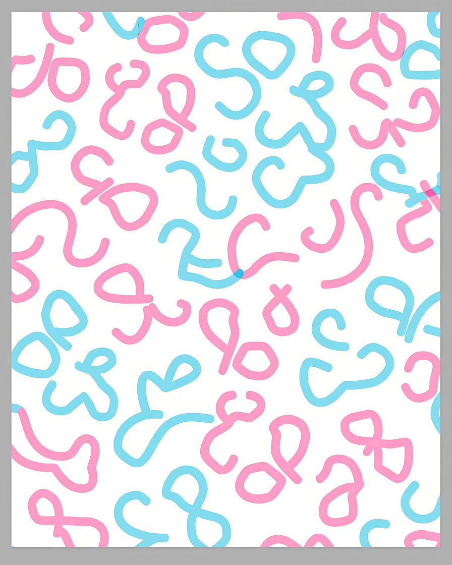Playful Pink Blue Doodles Rug
