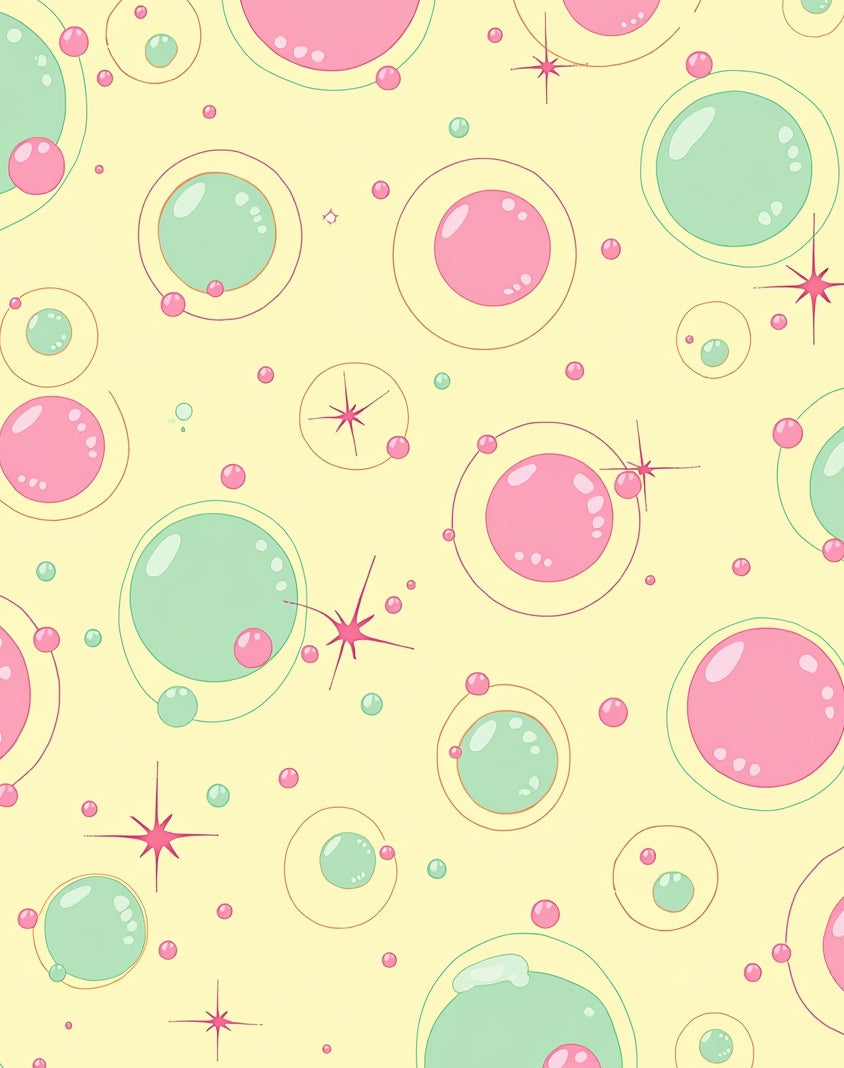 Pastel Pink Teal Orbiting Circles Rug