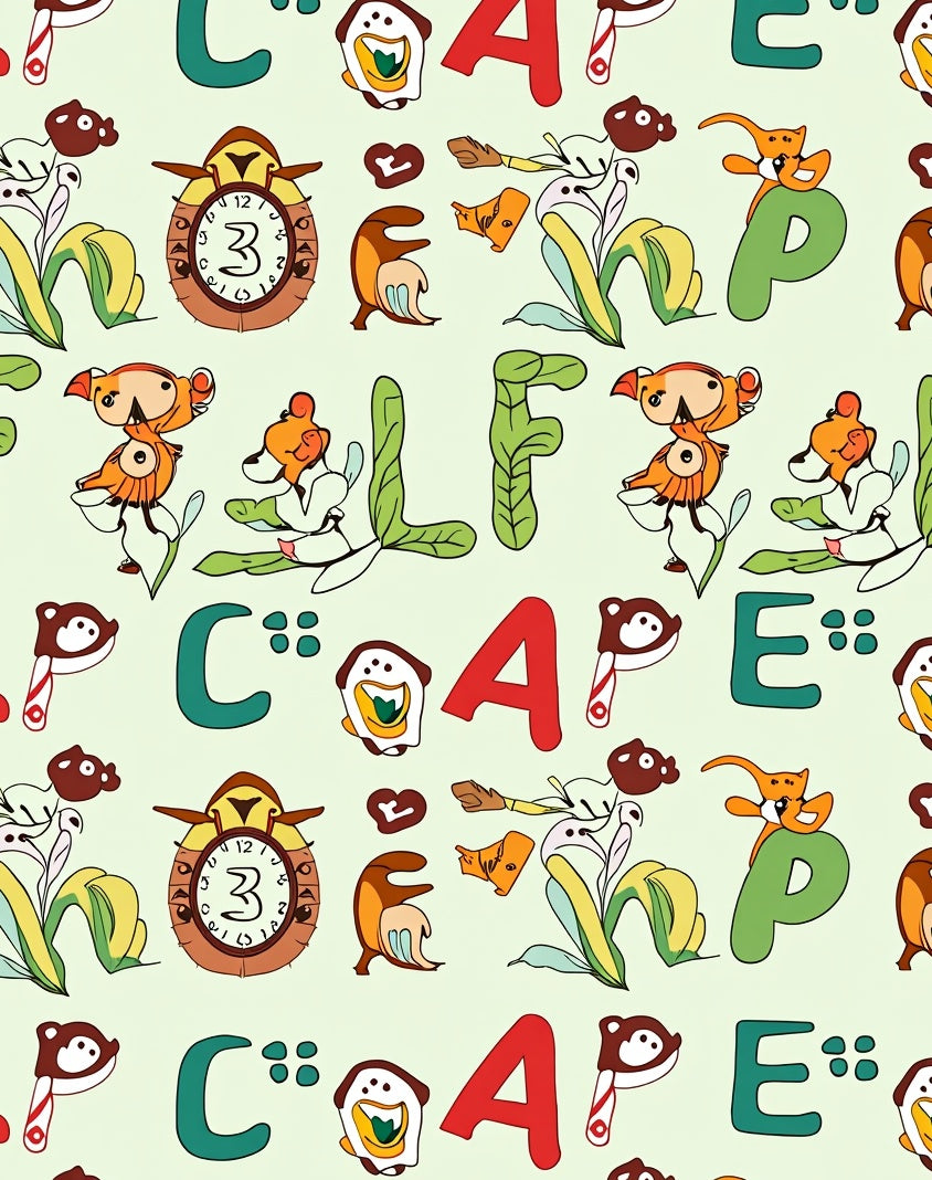 Whimsical Cartoon Alphabet Garden Characters Rug