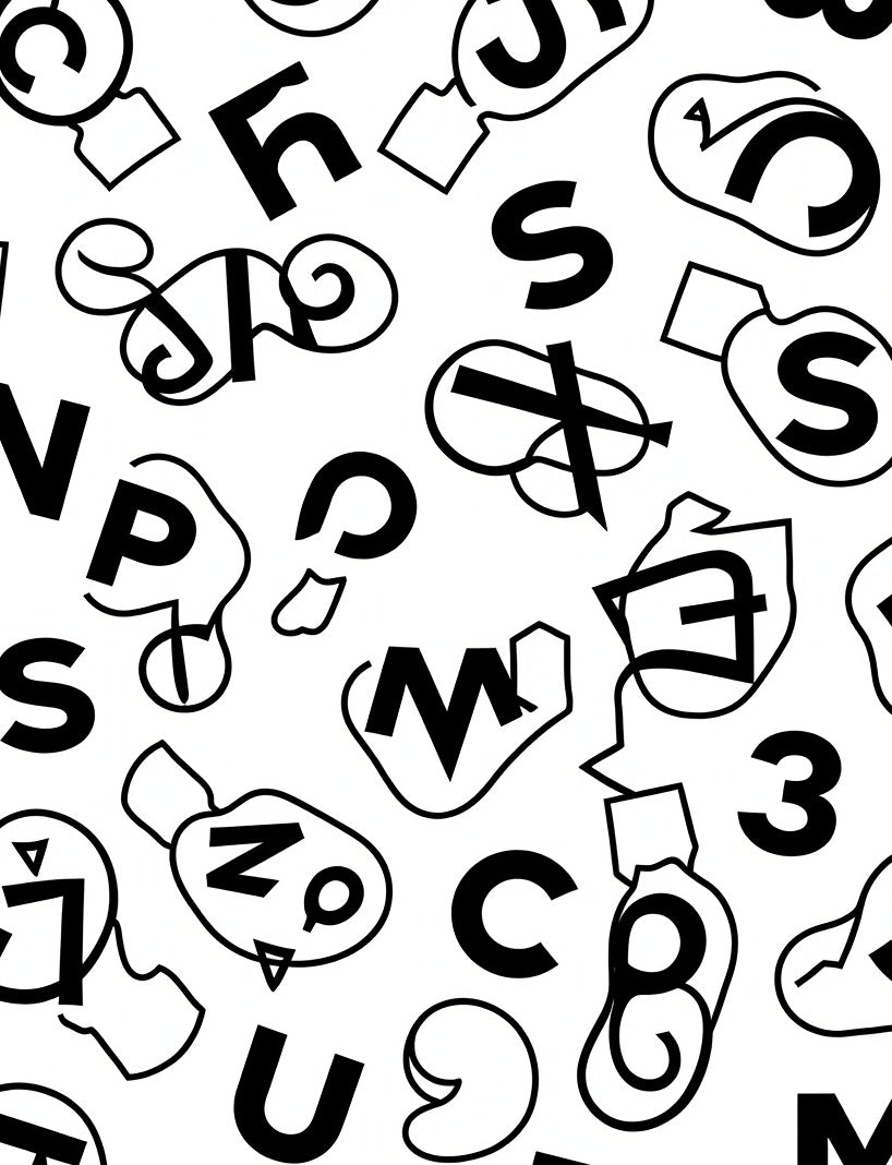 Modern Black White Typographic Collage Rug