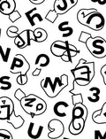 Modern Black White Typographic Collage Rug
