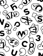 Modern Black White Typographic Collage Rug