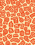 Abstract Red Groovy Shapes Rug