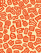 Abstract Red Groovy Shapes Rug