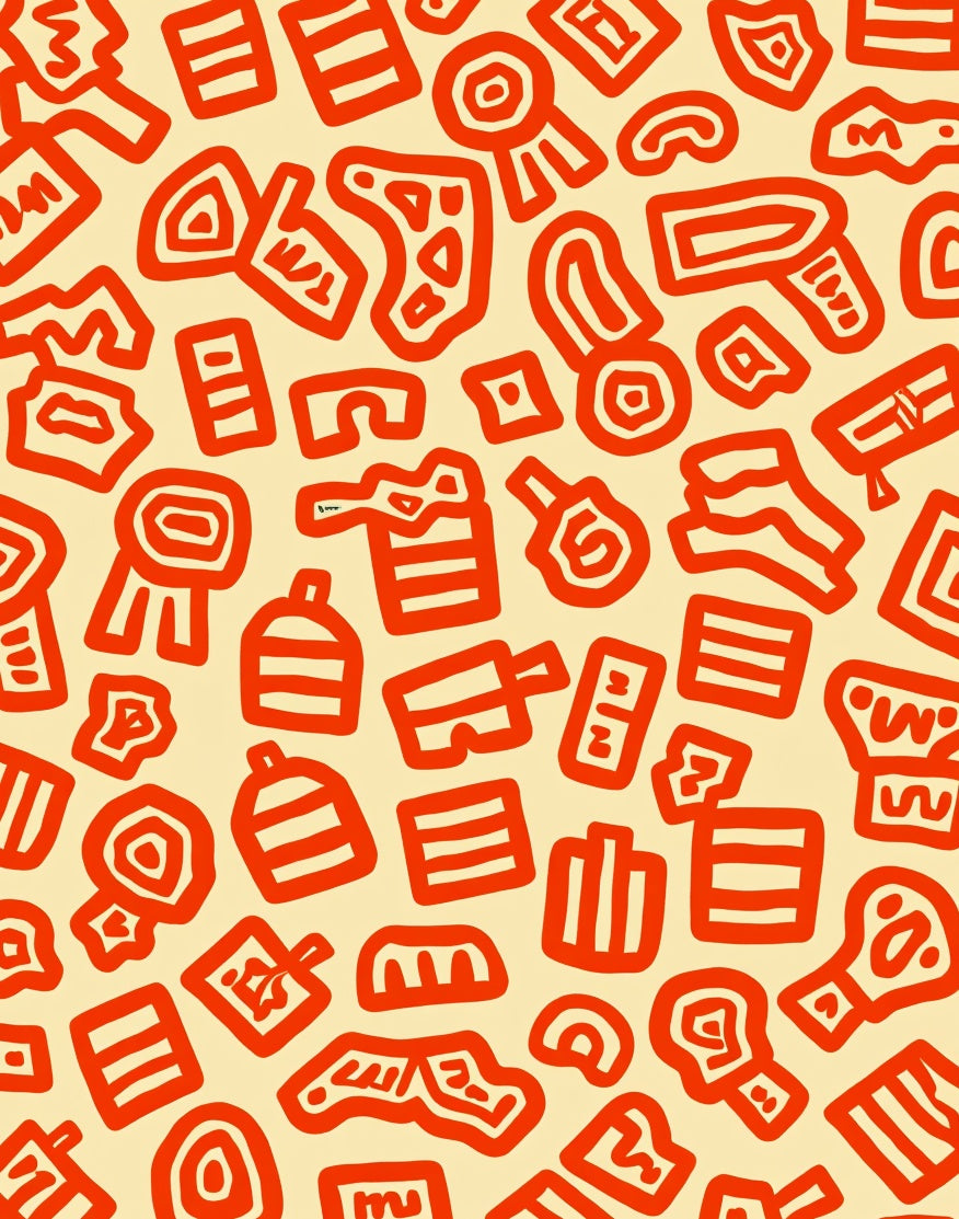 Abstract Red Groovy Shapes Rug