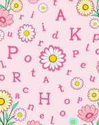Pink Floral Letters Scattered Rug