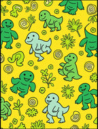 Cute Dinosaur Jungle Yellow Rug