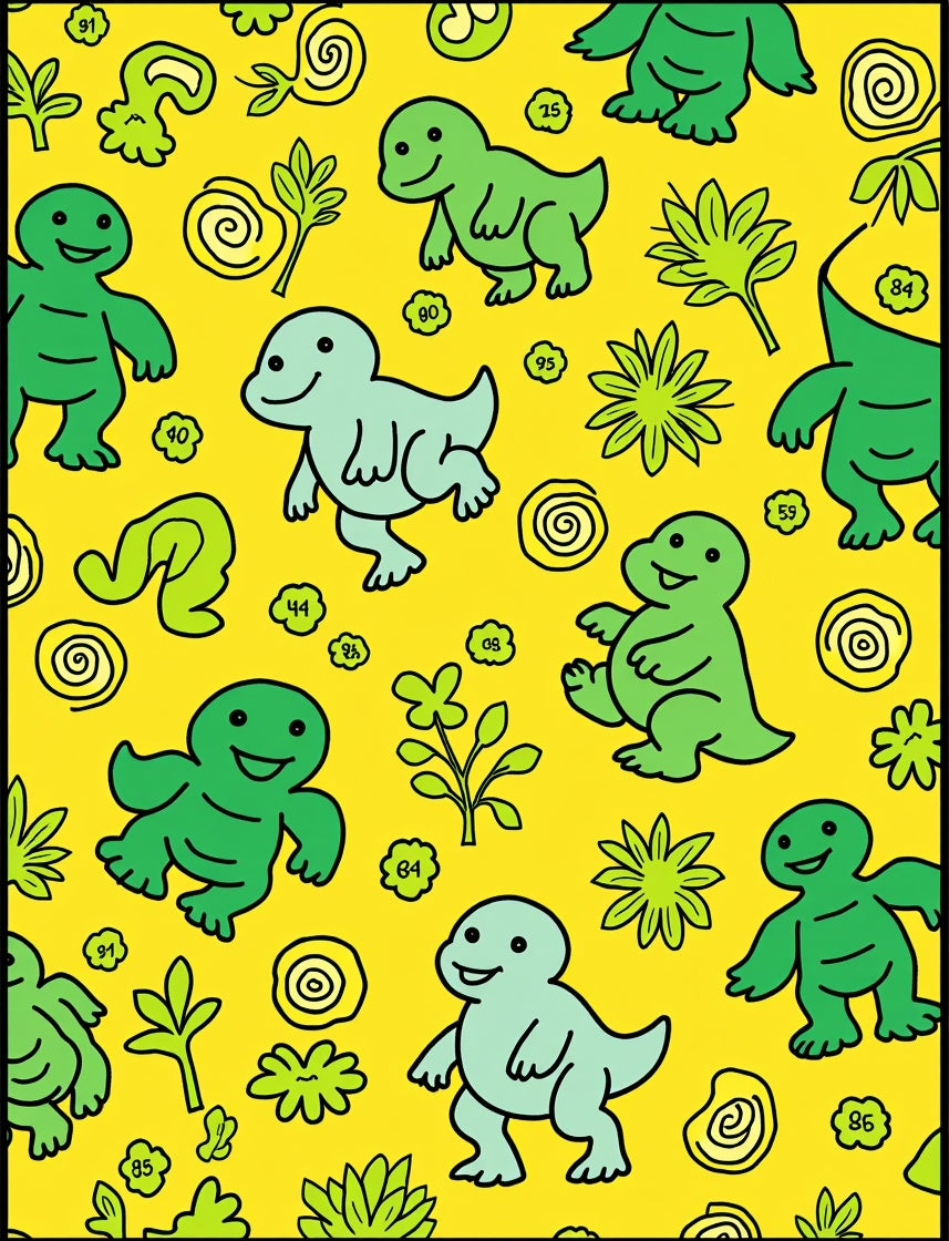 Cute Dinosaur Jungle Yellow Rug