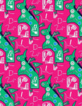 Green Dinosaur Pink Graphic All-over Rug