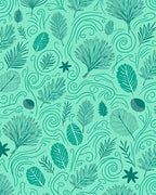 Teal Tropical Foliage Swirl Rug