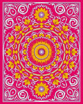 Vibrant Pink Gold Floral Medallion Rug