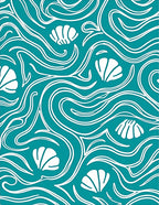 Teal Ocean Shell Swirl And Wave Rug